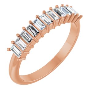 14K Rose Gold Straight Baguette 3 X 1.5 Mm Polished 1/2 Ctw Natural Diamond Anniversary Band Size 7