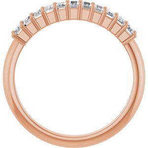 14K Rose Gold Straight Baguette 3 X 1.5 Mm Polished 1/2 Ctw Natural Diamond Anniversary Band Size 7