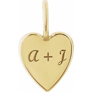 14K Yellow Gold Custom Message 18.27 X 10.96 Mm Polished Engravable Elongated Heart Pendant