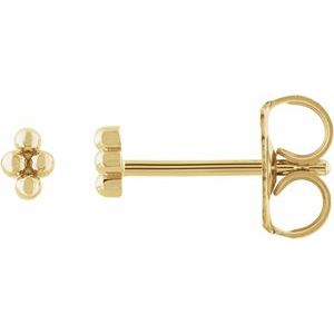 14K Yellow Or White Or Rose Gold Or Sterling Silver 3.25 X 2.5 Mm Pair Friction Backs Included .37 In Polished 4 Bead Stud Earrings