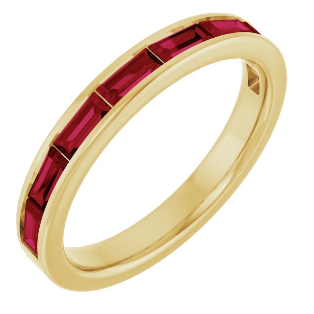 14K Yellow Or White Gold Straight Baguette 4 X 2 Mm Polished Natural Gem Stackable Ring