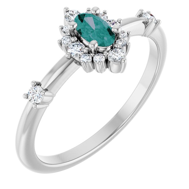 14K Yellow Or White Gold Oval 5 X 3 Mm Polished Natural Diamond Halo-Style Ring