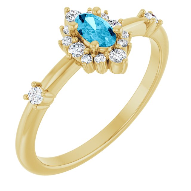 14K Yellow Or White Gold Oval 5 X 3 Mm Polished Natural Diamond Halo-Style Ring