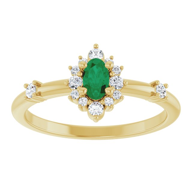 14K Yellow Or White Gold Oval 5 X 3 Mm Polished Natural Diamond Halo-Style Ring