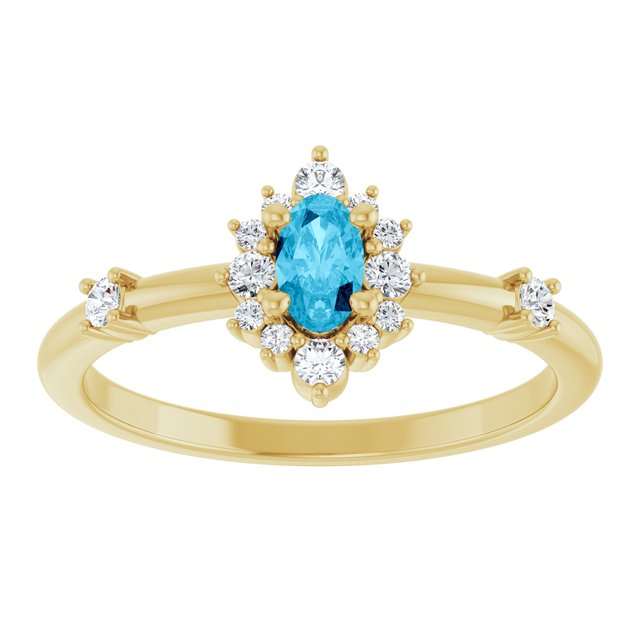 14K Yellow Or White Gold Oval 5 X 3 Mm Polished Natural Diamond Halo-Style Ring