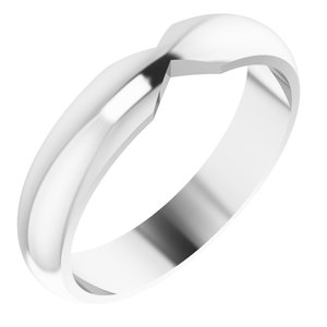 14K White Gold 4 Mm Polished Double Notched Wedding Band Size 7