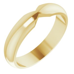 14K Yellow Gold 4 Mm Polished Double Notched Wedding Band Size 7