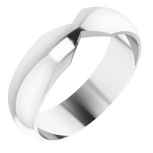 14K White Gold 6 Mm Polished Double Notched Wedding Band Size 7