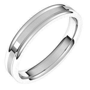 Platinum Satin/Polished Grooved Comfort-Fit Flat Band