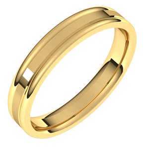 18K Yellow Gold Satin/Polished 4 Mm Polished Comfort-Fit Grooved Band With Satin Finish Size 10