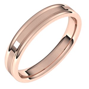 10K Rose Gold 4 Mm Polished Comfort-Fit Grooved Band Size 8