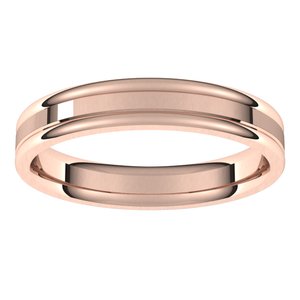 14K Yellow Or White Or Rose Gold Grooved Comfort-Fit Flat Band