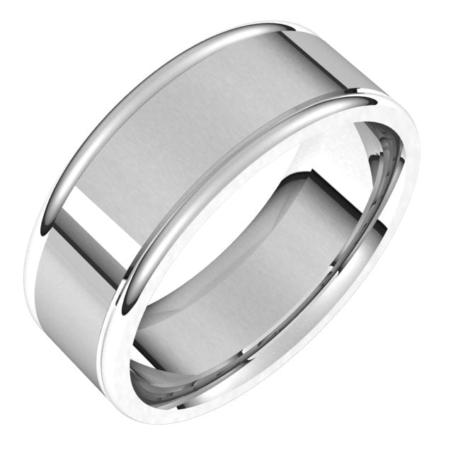 14K Yellow Or White Or Rose Gold Polished Grooved Comfort-Fit Flat Band With Satin Finish