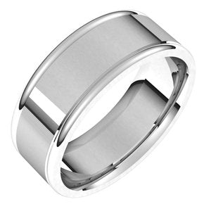 14K Yellow Or White Or Rose Gold Satin/Polished Grooved Comfort-Fit Flat Band