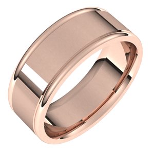 14K Yellow Or White Or Rose Gold Satin/Polished Grooved Comfort-Fit Flat Band