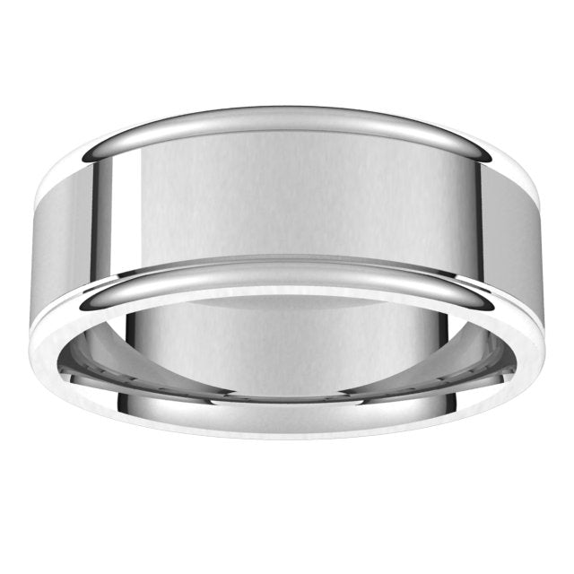 14K Yellow Or White Or Rose Gold Polished Grooved Comfort-Fit Flat Band With Satin Finish