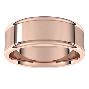 14K Yellow Or White Or Rose Gold Satin/Polished Grooved Comfort-Fit Flat Band
