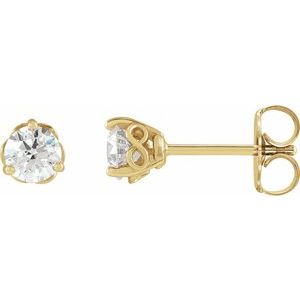 14K Yellow Gold Round 4Mm Si1-Si2, Gh 1/2 Ctw Lab-Grown Diamond 3-Prong Friction Back Infinity-Inspired Earrings