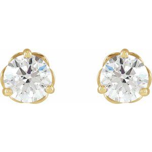 14K Yellow Gold Round 4Mm Si1-Si2, Gh 1/2 Ctw Lab-Grown Diamond 3-Prong Friction Back Infinity-Inspired Earrings