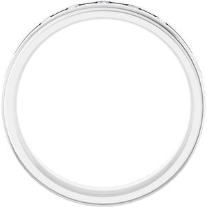 14K Yellow Or White Or Rose Gold Or Platinum 1/6 CTW Natural Diamond Grooved Five-Stone Comfort-Fit 6 mm Flat Band