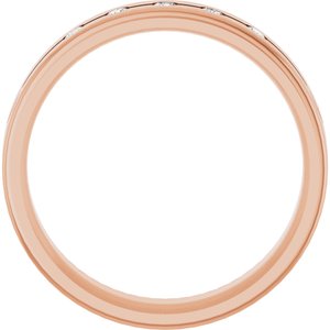 14K Yellow Or White Or Rose Gold Or Platinum 1/6 CTW Natural Diamond Grooved Five-Stone Comfort-Fit 6 mm Flat Band