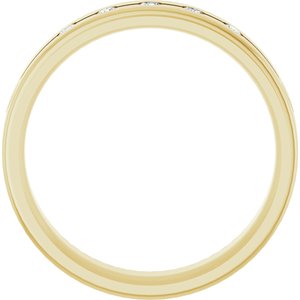 14K Yellow Or White Or Rose Gold Or Platinum 1/6 CTW Natural Diamond Grooved Five-Stone Comfort-Fit 6 mm Flat Band