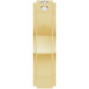 14K Yellow Or White Or Rose Gold Or Platinum 1/6 CTW Natural Diamond Grooved Five-Stone Comfort-Fit 6 mm Flat Band