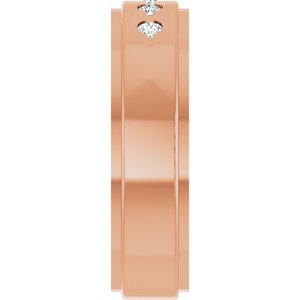 14K Yellow Or White Or Rose Gold Or Platinum 1/6 CTW Natural Diamond Grooved Five-Stone Comfort-Fit 6 mm Flat Band