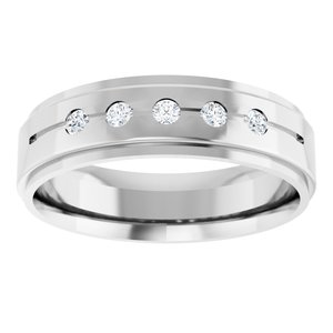 14K Yellow Or White Or Rose Gold Or Platinum 1/6 CTW Natural Diamond Grooved Five-Stone Comfort-Fit 6 mm Flat Band