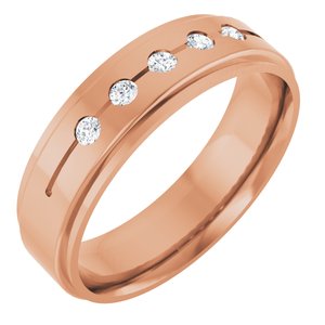 14K Yellow Or White Or Rose Gold Or Platinum 1/6 CTW Natural Diamond Grooved Five-Stone Comfort-Fit 6 mm Flat Band