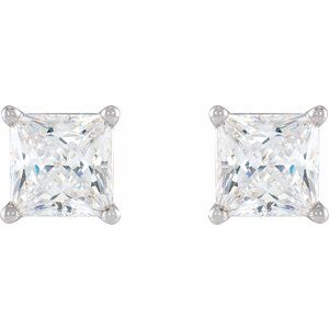 14K White Gold Square 3 X 3 Mm  1/3 Ctw Natural Diamond Lightweight Earrings, Length: 0.37 In