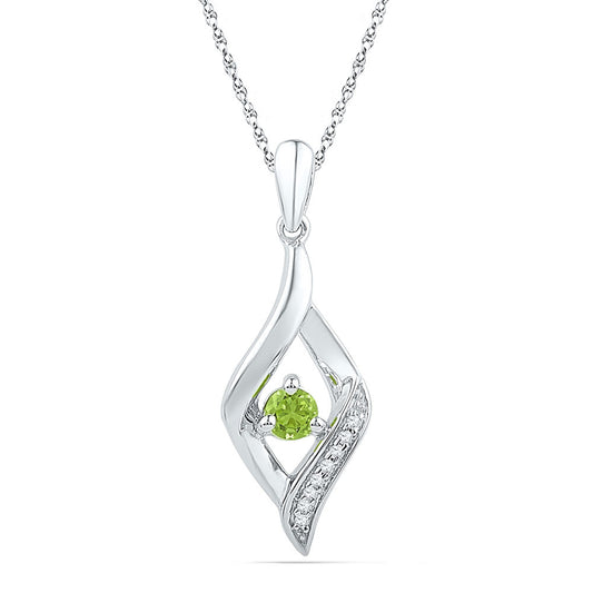 Sterling Silver Womens Round Synthetic Green Peridot Oval Pendant 1/5 Cttw, Length: 0.69 In, Width: 0.37 In
