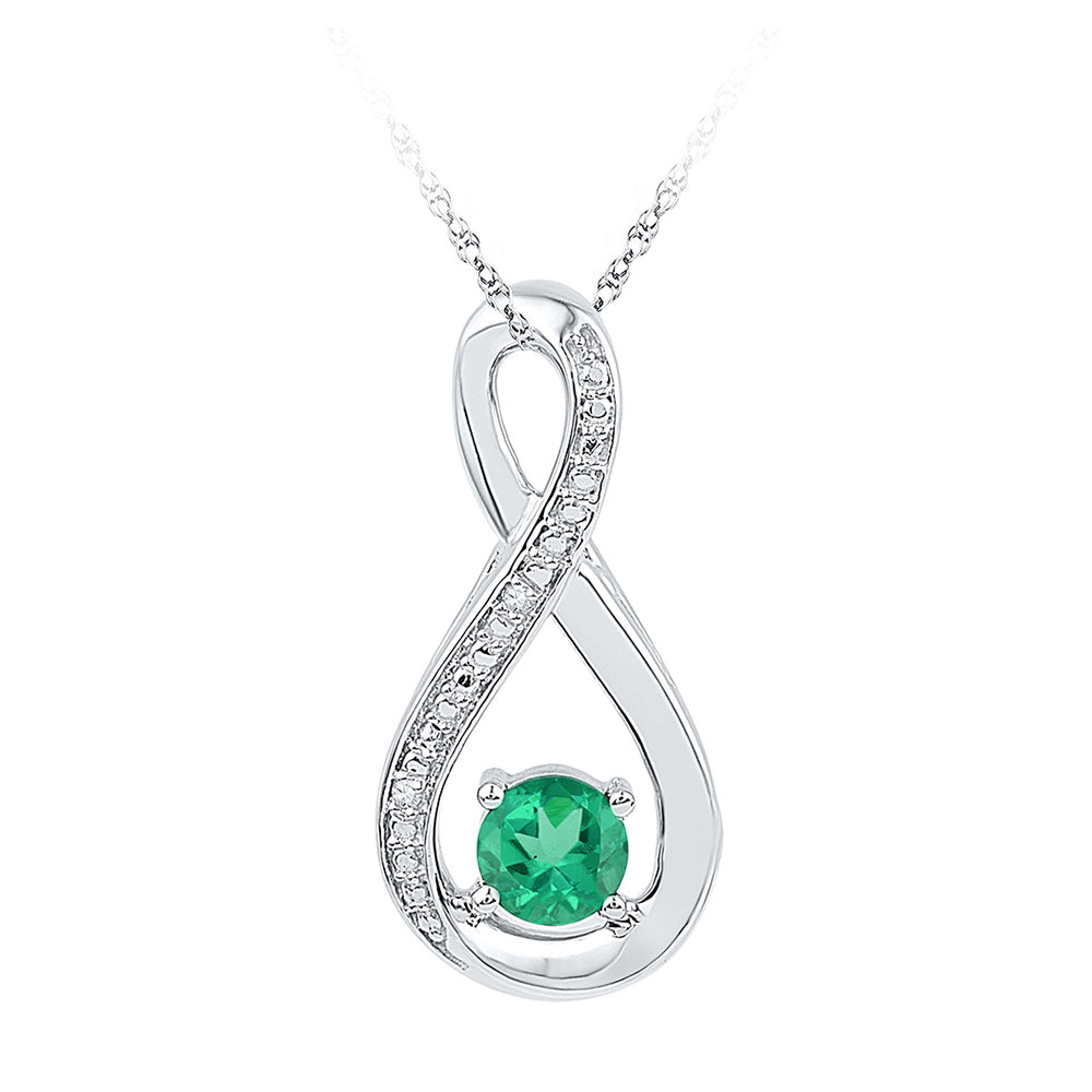 Sterling Silver Womens Round Synthetic Fashion Pendant