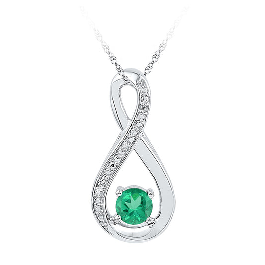 Sterling Silver Womens Round Synthetic Fashion Pendant