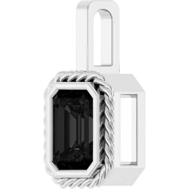 14K Yellow Or White Gold Emerald  7 X 5 Mm Polished Natural Black Onyx Mens Solitaire Pendant