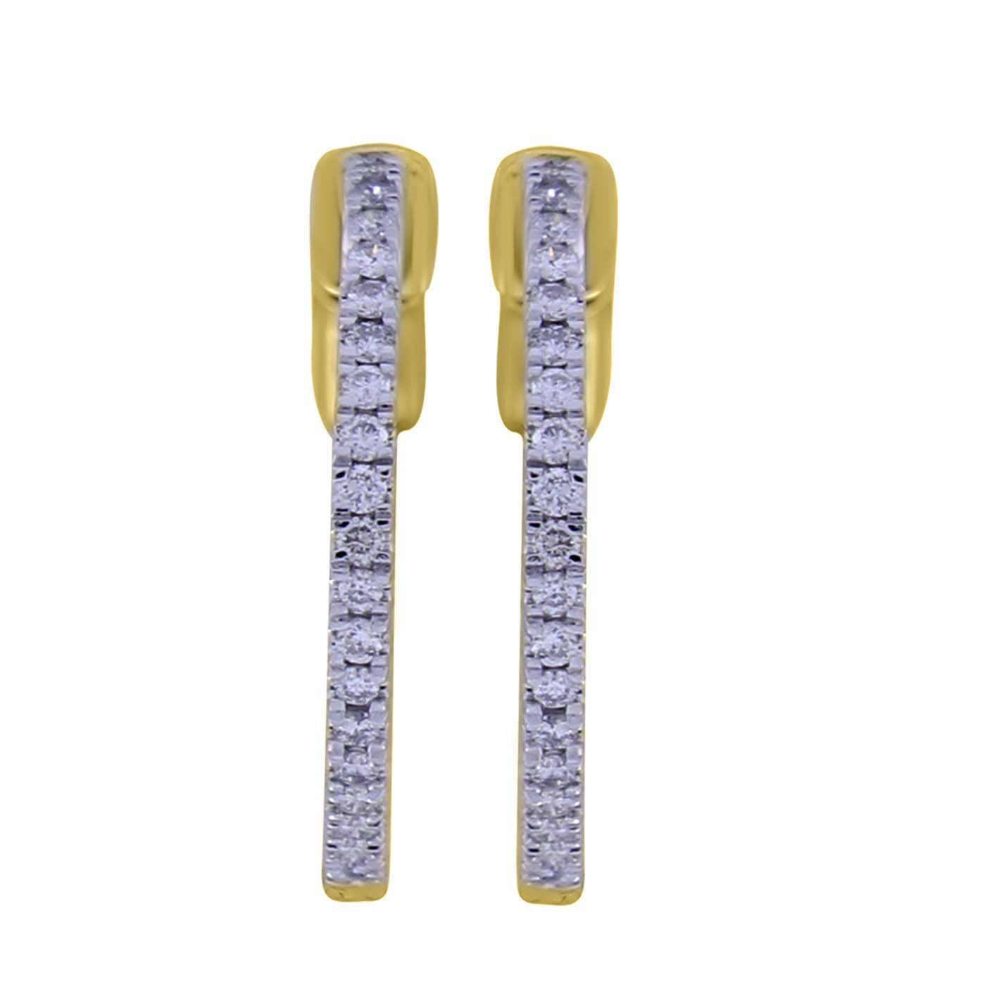 14K Yellow Or White Gold Round Diamond Hoop Earrings