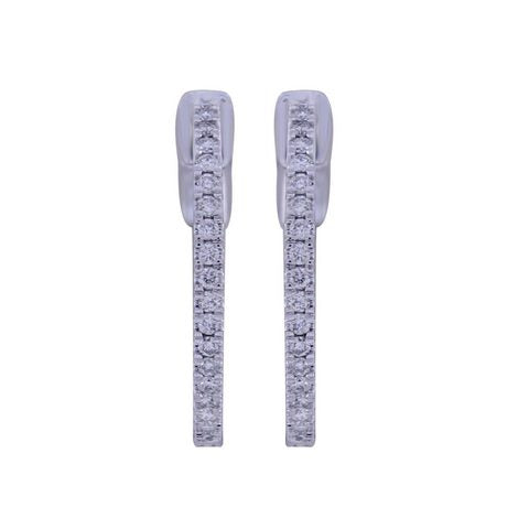 14K Yellow Or White Gold Round Diamond Hoop Earrings
