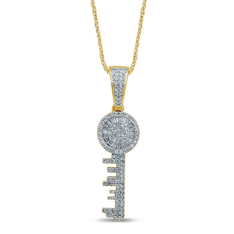 10K Yellow Gold 0.38- 0.39  Cttw Diamond "Key" Charm