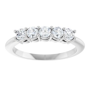 14K White Gold Lab-Grown Diamond Round 3 Mm Polished 1/2 Ctw Lab-Grown Diamond 5-Stone Anniversary Band Size 7