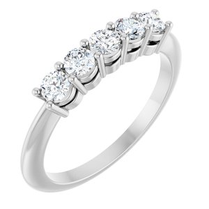 14K White Gold Lab-Grown Diamond Round 3 Mm Polished 1/2 Ctw Lab-Grown Diamond 5-Stone Anniversary Band Size 7