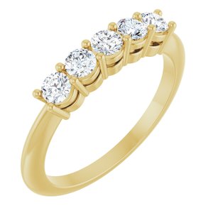14K Yellow Gold Lab-Grown Diamond Round 3 Mm Polished 1/2 Ctw Lab-Grown Diamond 5-Stone Anniversary Band Size 7