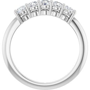 14K White Gold Lab-Grown Diamond Round 3 Mm Polished 1/2 Ctw Lab-Grown Diamond 5-Stone Anniversary Band Size 7