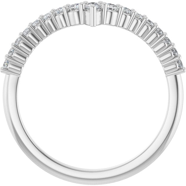 Platinum Pear 3 X 2 Mm Polished 1/4 Ctw Natural Diamond Contour Band, Size 7