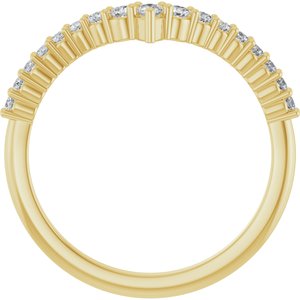 14K Yellow Gold Pear 3 X 2 Mm Polished 1/4 Ctw Lab Grown Diamond Contour Band Size 7