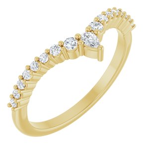 14K Yellow Gold Pear 3 X 2 Mm Polished 1/4 Ctw Lab Grown Diamond Contour Band Size 7