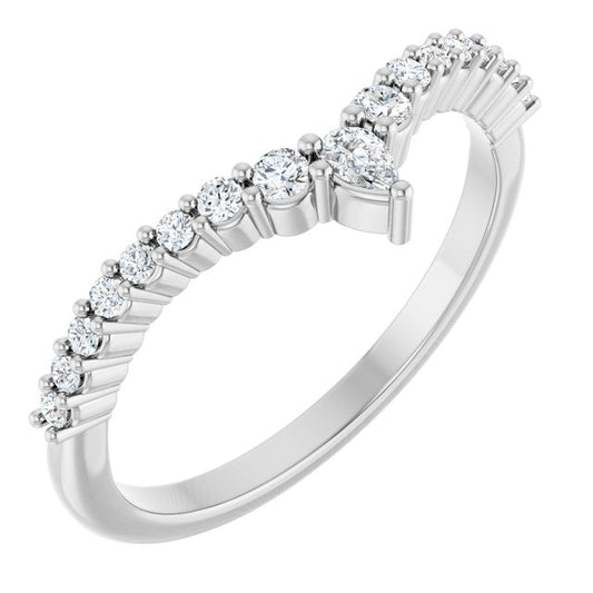 Platinum Pear 3 X 2 Mm Polished 1/4 Ctw Natural Diamond Contour Band, Size 7