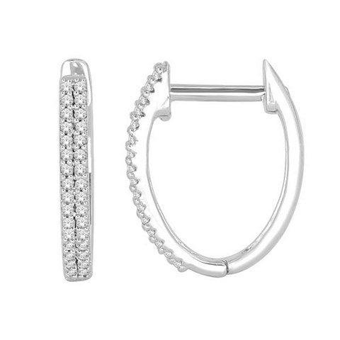 10K White Gold 0.15 Cttw Diamond Hoop Earring