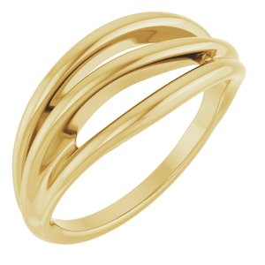 14K Yellow Gold Polished Negative Space Ring Size 7