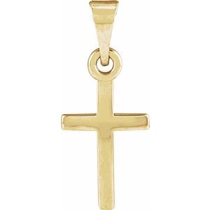 18K Yellow Gold-Plated Sterling Silver Polished Cross Pendant