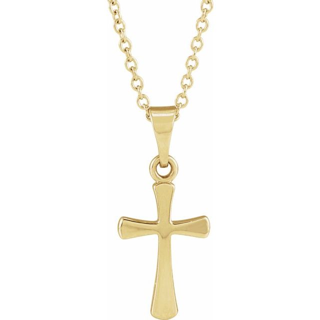 14K Yellow Gold 16.5 X 9.5 Mm 18 In Polished Cross Necklace